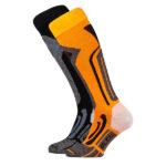 Falcon ski socks men 2 pack black and orange with polygiene