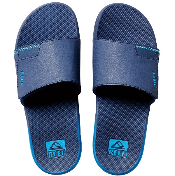 Reef Fanning Slide Ocean Heren Slipper Blue met flesopener